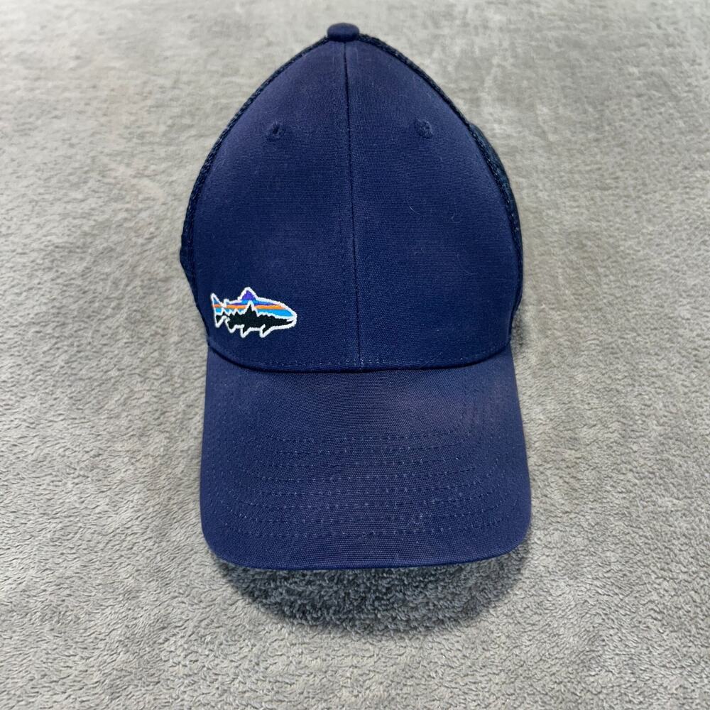 Patagonia Fitz Roy Trout Trucker Hat Blue Fish Logo‎ Mesh Organic Cotton Cap